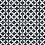 Gạch bông men đồng tiền nền đen hoa trắng 200*200 REP-07